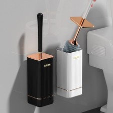 Premium Quality Bathroom Toilet Cleaning Flexible Brush and Holder Set With Lid