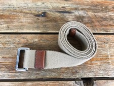 Polo Ralph Lauren Vintage Tan Brown Canvas D-Ring Belt Leather Tip w/Horse Logo
