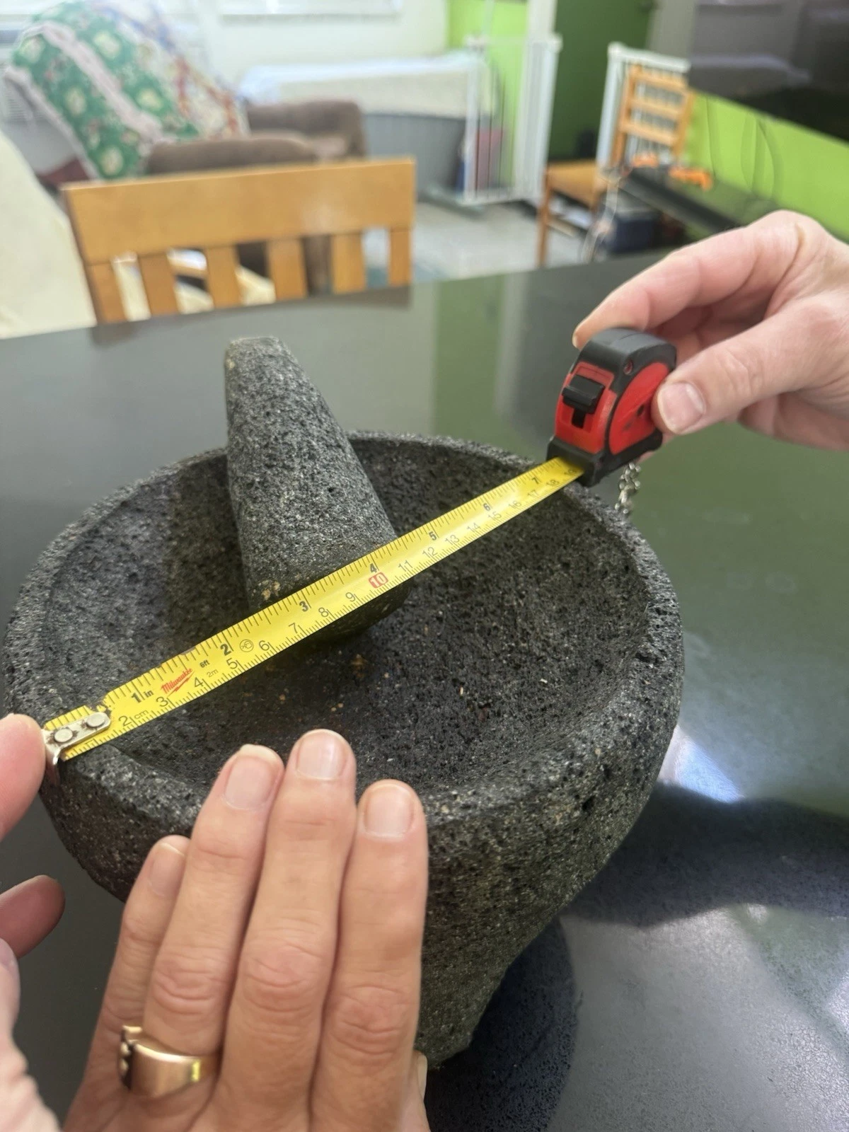 Mex 7.5 inch Molcajete Lava Stone Mortar and Pestle - Gray