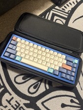 Qwertykeys QK65 Mechanical Keyboard Gold Dark Blue Built With Keycaps