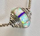 Vintage Unique Sunset Glow opal bead Pendant fiery sterling silver See video