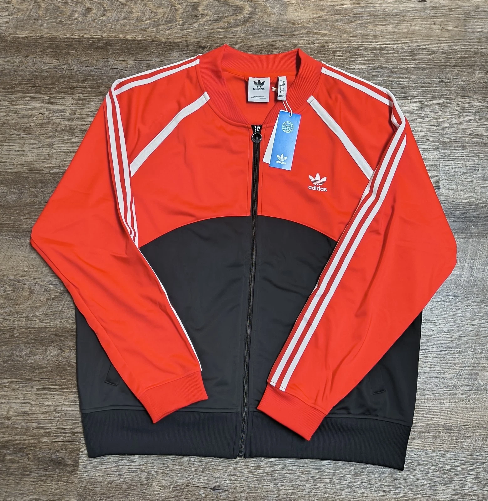 Adidas Originals Superstar Trefoil Track Jacket Mens Large Black White NEW image 2
