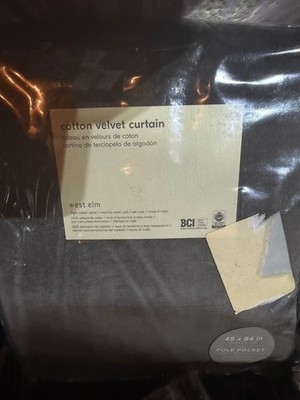 2 West Elm Cotton Velvet curtains Drapes panels 48 84 slate New w tag