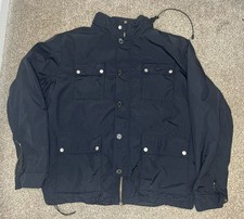 Lacoste Jacket Mens Sz 58/8 2XL Black Stowable Hood Flap Patch Pockets Cinch Hem