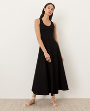 PACT Organic Fit Flare Open Back Maxi Dress, black