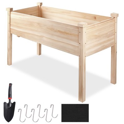 Wood Garden Raised Bed Vegetable Herb Grow Box Elevated Gardening Planter Yard