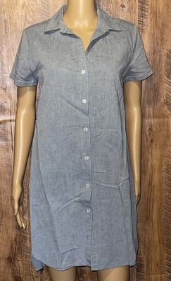 James Perse Gray 100% Linen Button Down Shirt Dress Womens Sz 2 S/M Minimalist