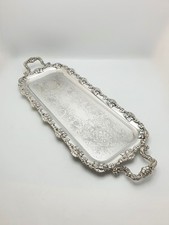 Antique Silver Plated Serving Tray With Grapevine Border – circa 1920