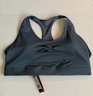 Reebok Lux Vector Racer Bra Gray 4x 26-28W NWT Sports Elastic Band