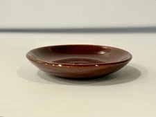 Mini Vintage Brown Glazed Trinket Dish Round 2.75”
