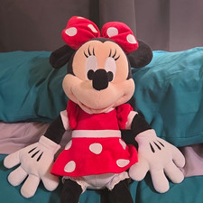 Disney Parks Minnie Mouse Large Plush Stuffed Animal Red Polka Dot Dress 20 Inch