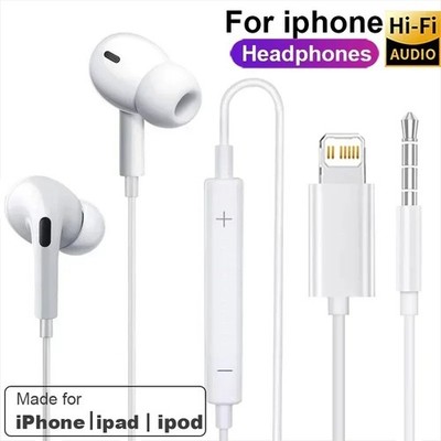 Earphones Headphones For Apple iPhone Pro/14/13/12/11/X Bluetooth Wired Earbuds