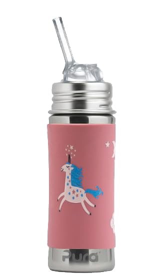Kiki 11oz/325ml Stainless Steel Straw Bottle w/Sleeve, 100% 