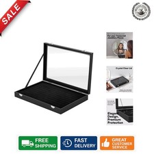 Elegant Black Jewelry Storage Case - 100 Ring Capacity  Velvet Protection