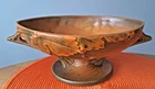 Vintage Roseville Bushberry Russet Footed Bowl with Handles Incised Mark 1-10FB