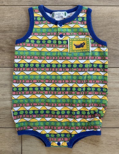 Vintage Baby N Nordstrom 18M Alligator Bubble Romper Geometric Cotton