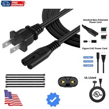 AC Power Cord 6FT 1 Pack, 2 Prong TV Power Cord, Power Supply Cable Replaceme...