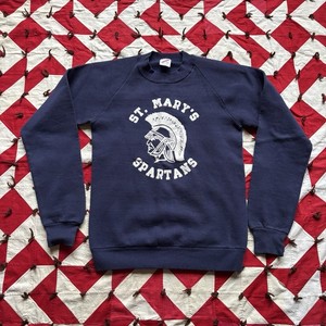 Vintage St Mary’s Spartans Sweatshirt Mens Small Blue Used Faded 80s 90s