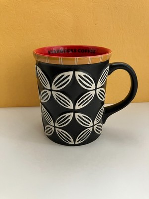 Starbucks ceramic mug black background with raised coffee bean pattern 2008