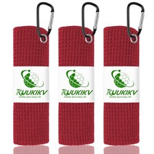 3 Pack Golf Towels 16x16 Super Absorbent Microfiber with Carabiner Clip""