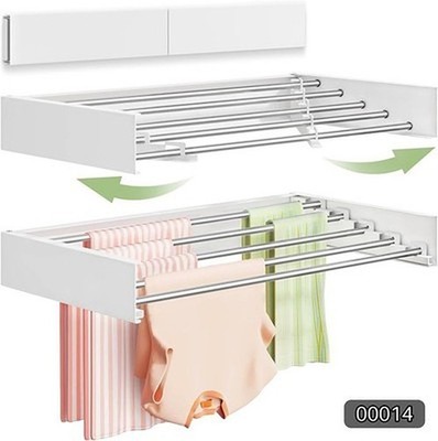 Wall Mounted Clothes Drying Rack Vikaqi 32in 5 Rod White Foldable #R022