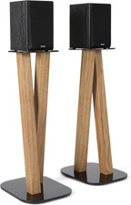 One Pair Fixed Height Universal Speaker Floor Stands - Oak - 600 Series