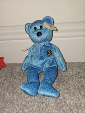 TY Beanie Baby Classy The People's Bear Blue with Tag Vintage Retired April 2001
