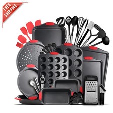 Oven Safe 39-Piece Non-Stick Baking Set with Steel Sheets  Silicone Utensils