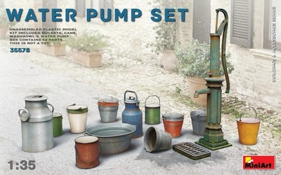 MiniArt Models 1/35 Buckets, Cans, Washbowl and Water Pump Set