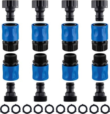 16 Pieces Garden Hose Quick Connect Fittings 3/4 Inch Plastic Water Hose Quic...