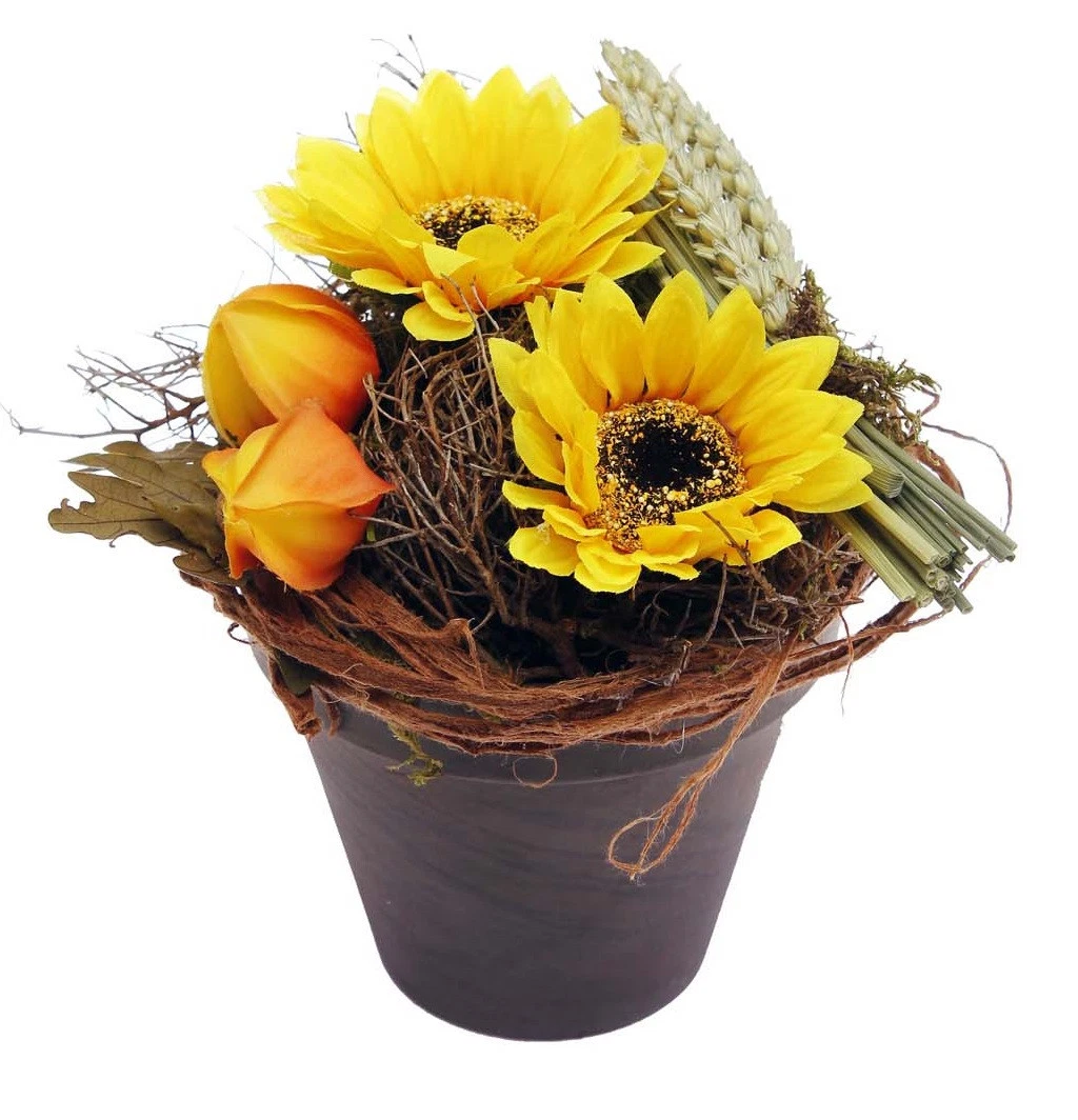 EUROPALMS Pianta Artificiale Girasole - 70 Cm Di Altezza, Con Foglie Verdi E Fiore Giallo, Decorazione Casa Estiva E Autunnale