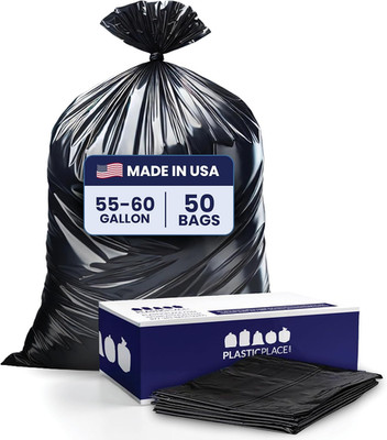 Contractor Trash Bags 55-60 Gallon, 3.0 Mil, Black Heavy Duty Garbage Bag, 38  X