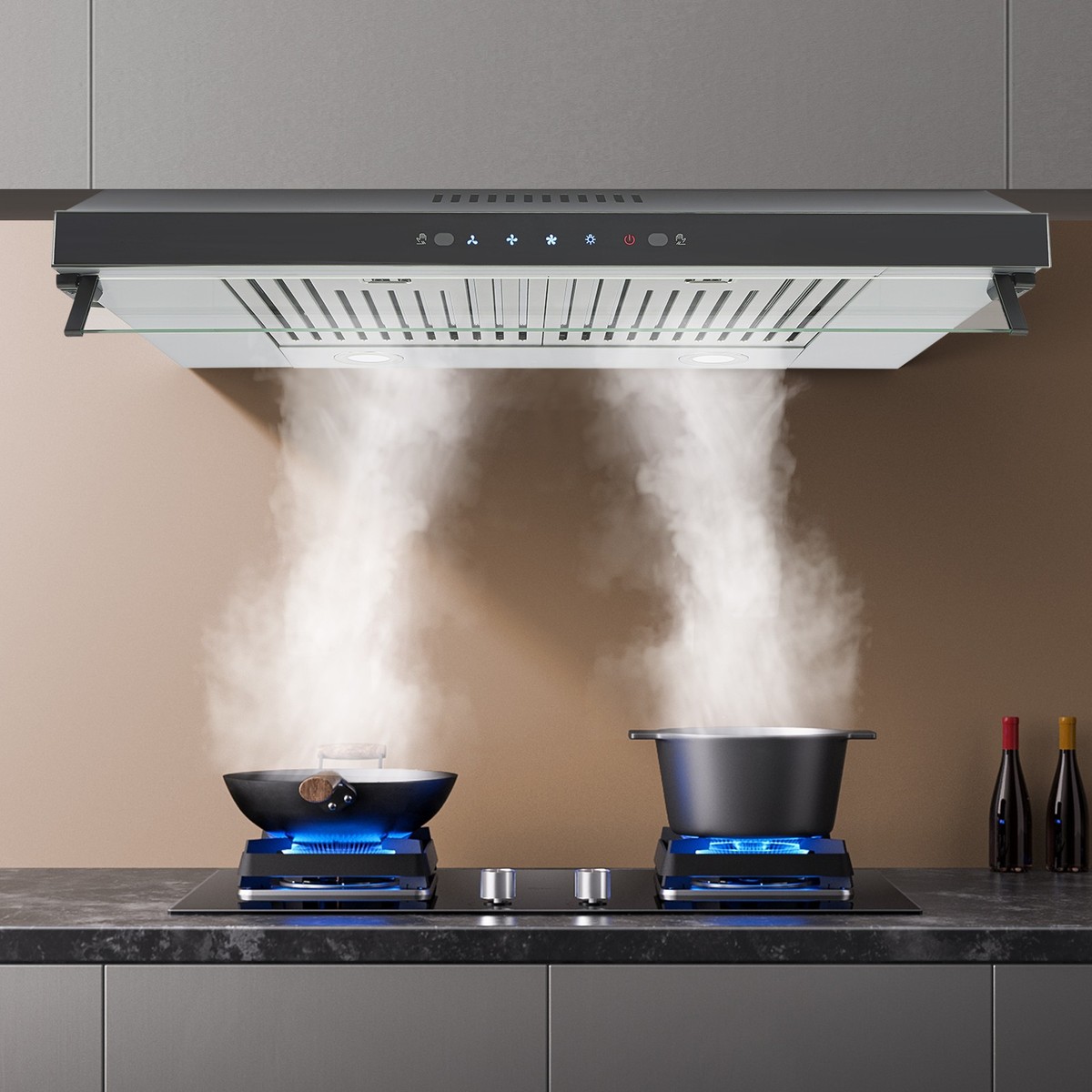 30in Under Cabinet Range Hood 900CFM 3-Speed Touch Control+Gesture