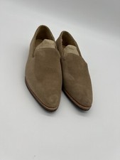 Patina Portland Leather Women  s Size 7.5 Brown Suede Loafers Taupe Flat Shoes