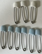 Lot of 9 Vintage Diaper Pins 6 Blue And 3 White
