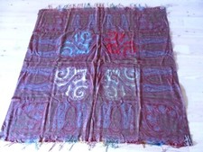 Grand châle en cachemire ancien décoration fleurs palmes Boteh fin XIXème