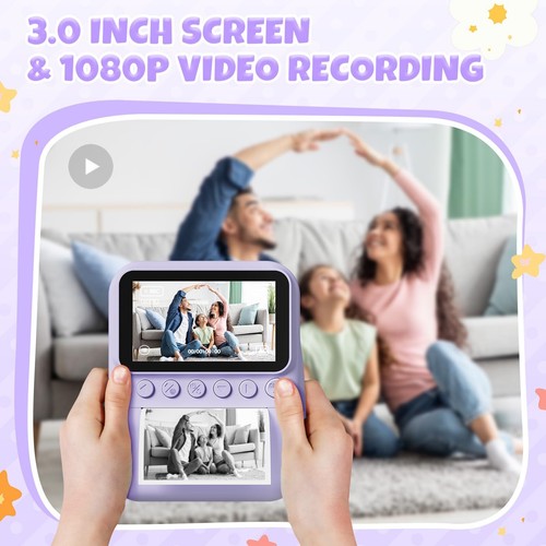 Appareil Photo Instantané Enfant 30 Pouces Écran HD 48MP Appareil Photo Enfan... - Zdjęcie 2 z 7