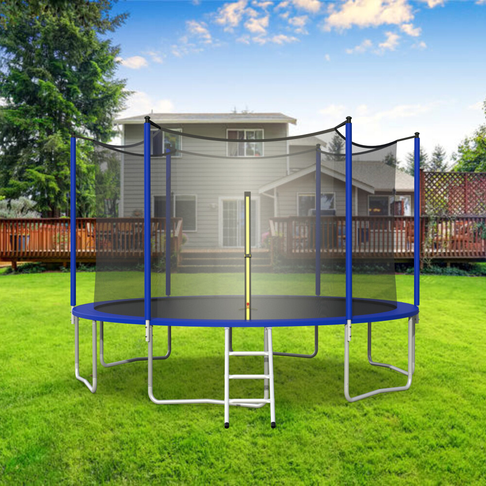 12FT Trampoline with Safety Enclosure Net Ladder for Kids Adults