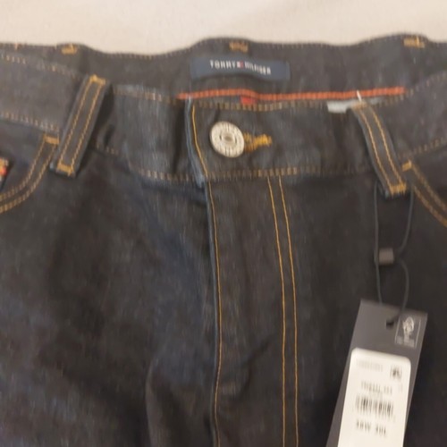 NWT Tommy Hilfiger Men's Jeans 38x30 Stretch Straight Black Dark Wash - Picture 9 of 14