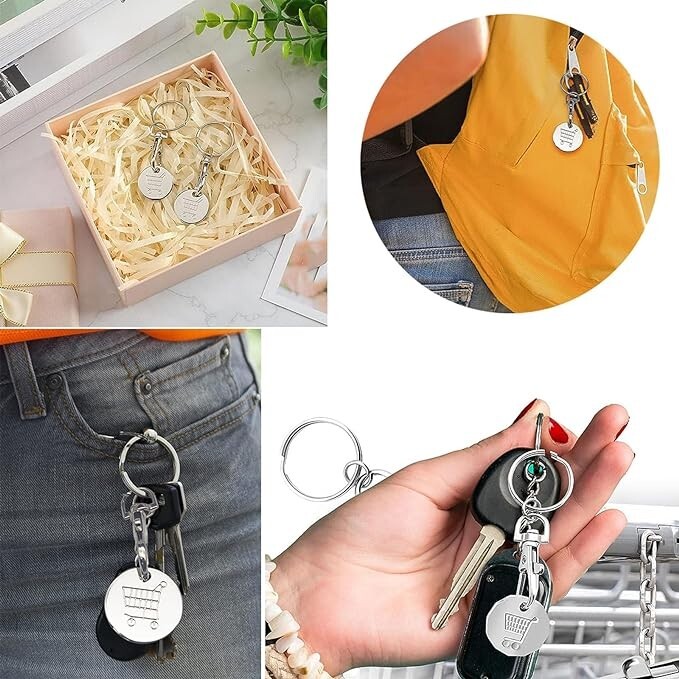 Trolley Coin Removable Keyring - £1 Pound Supermarket Shopping Cart Token, Plastic, UK Made Aldi Key - Foto 4