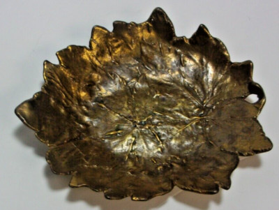 Cambron Solid Brass  Buttercup Leaf  Trinket Dish Heavy MCM 5 X 5 BEAUTIFUL VTG