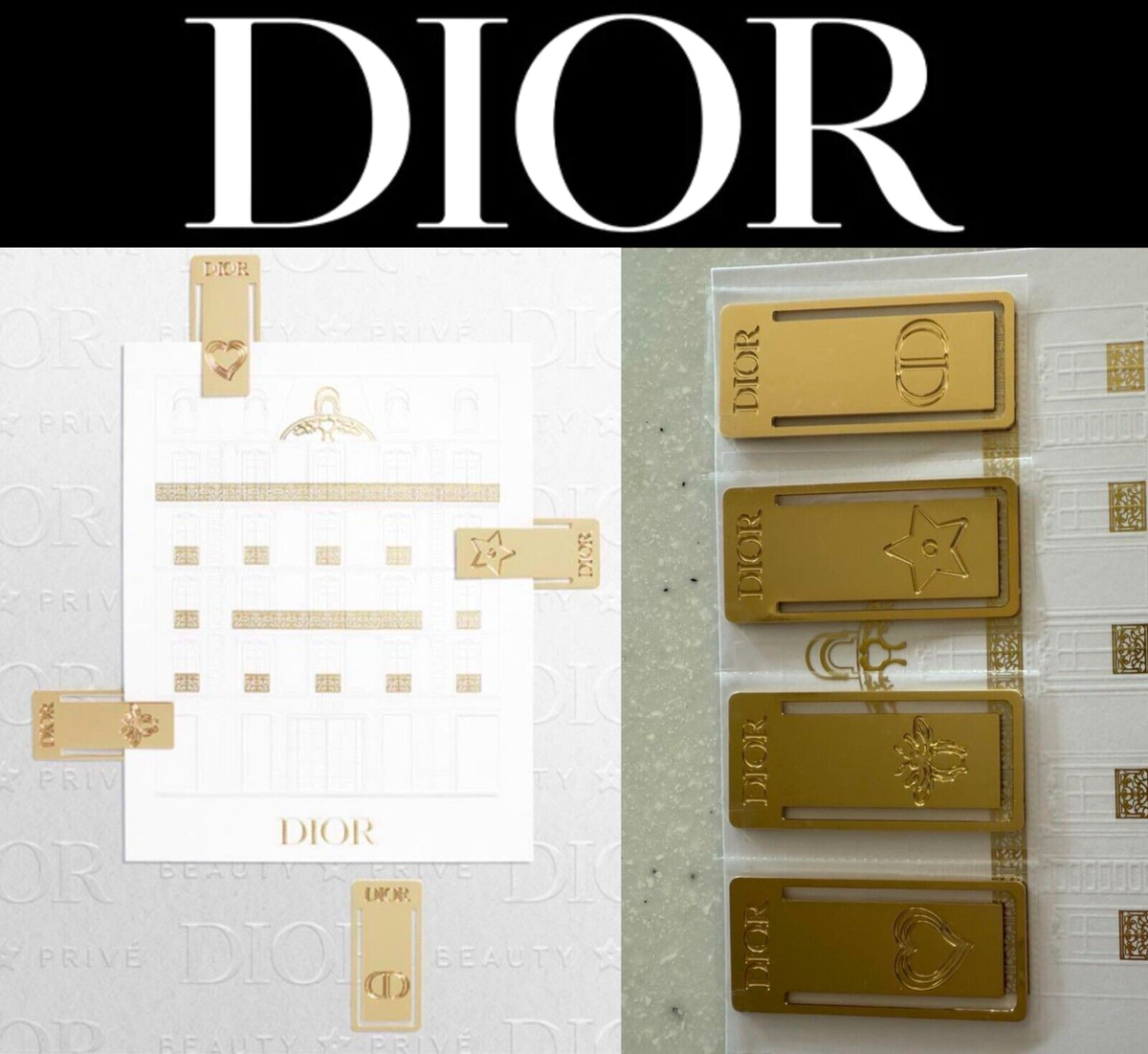 Christian Dior Bookmark Paper clip Set of 4 Gold Novelty CD Logo