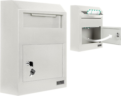 Heavy Duty Steel Drop Box Safe for Mail, Keys & Cash - Wall Mount Gray