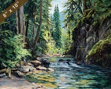Olympic National Park with rainforests oil painting 8x10 Print