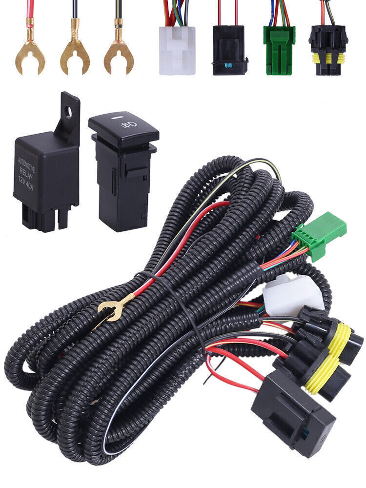 Universal LED Fog Lamp Wiring Harness Kit 40A 12V Switch Relay Fuse