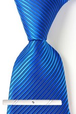 New Classic Solid Striped Blue JACQUARD WOVEN 100 Silk Men's Necktie Tie