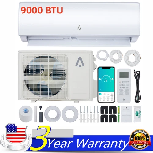 9000 BTU 19 SEER Smart Split Air Conditioner Self Cleaning & Auto Defrost