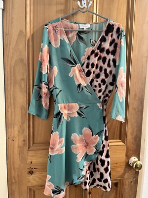 Dancing Leopard wrap dress floral leopard print 10 BNWOT UK