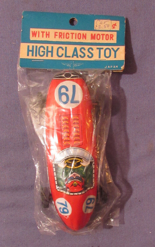 VINTAGE JAPAN FRICTION TIN RACE CAR TOY HIGH CLASS ORININAL UNOPENED PACKAGE