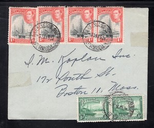 Bermuda 1952 Harrington to MA Cover franked 2 x 1/2p & 4 x 1p, Scott 105, 118